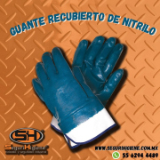 Guante Recubierto de Nitrilo Azul Puño de Lona