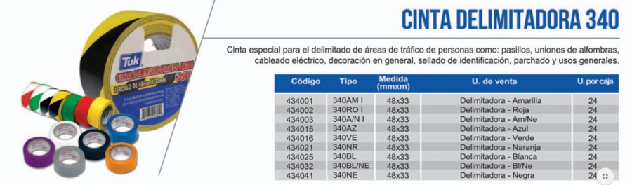 Cinta delimitadora o de marcaje de áreas