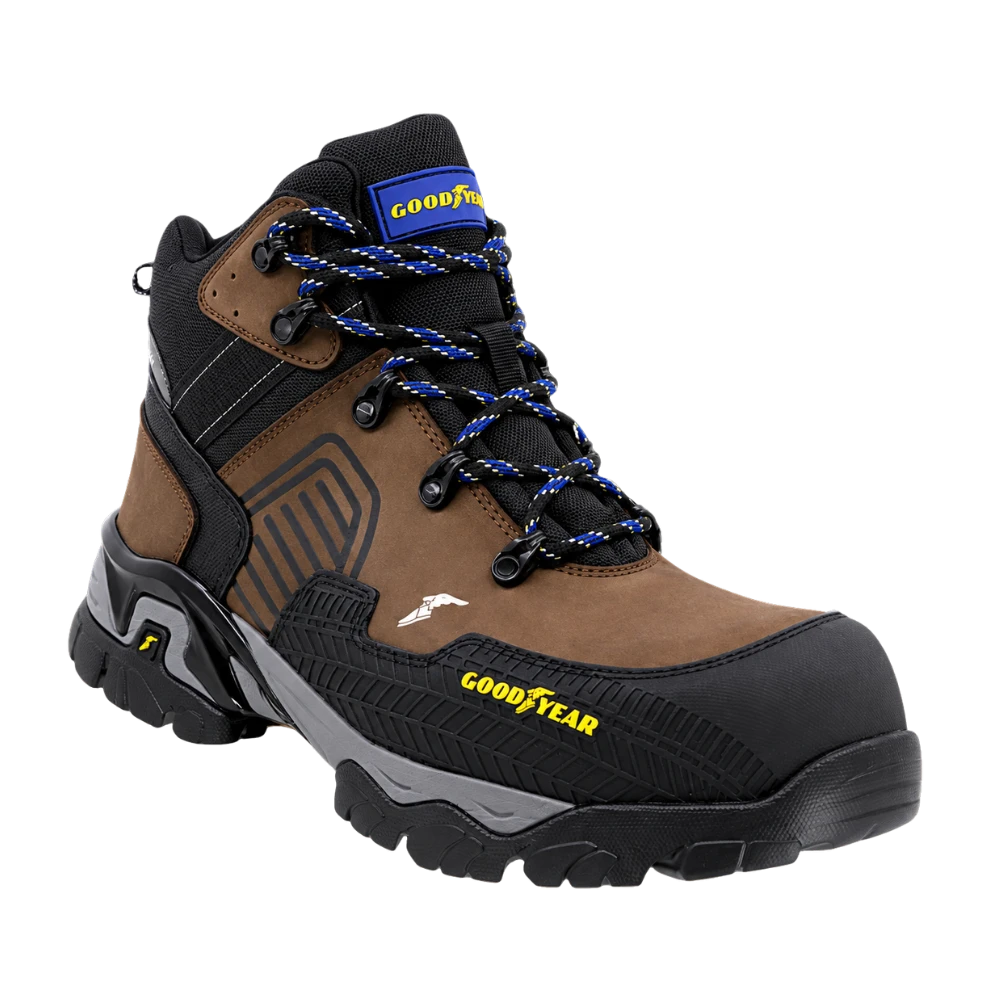 Calzado Industrial Tipo Borceguí, Marca Goodyear, Modelo SAFETREK GY101 Café